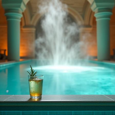 Piscina idroterapica di lusso con elementi architettonici romani