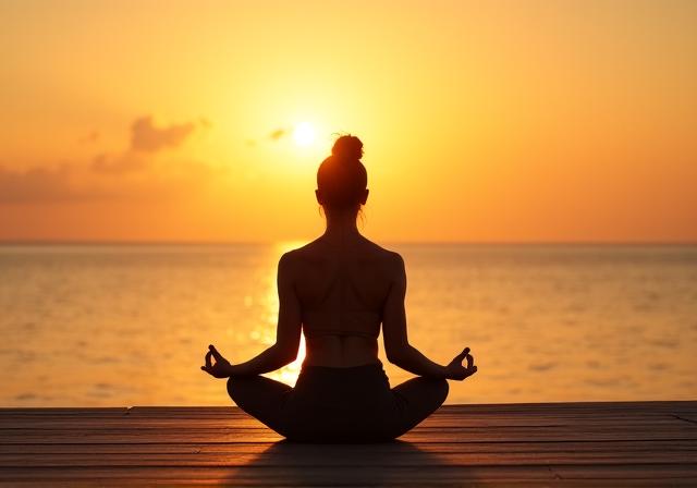 Donna che medita vista mare