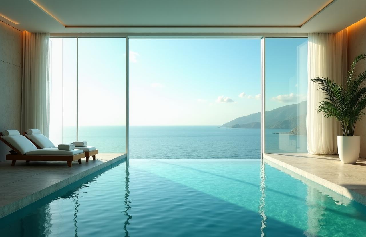 Vista rilassante mare e spa di lusso